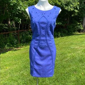 Anton Melani vibrant blue shift dress with cutouts, liner of the same blue, 10